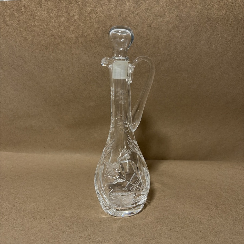 Vintage Beautiful Etched And Pressed Leaded Crystal Cruet